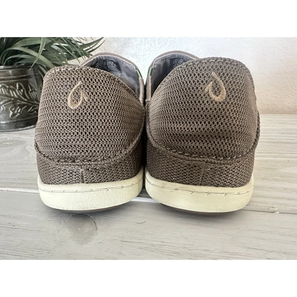Olukai Nohea Mesh Mens Shoes‎ Size 10 Slip On Loafers Brown Fold Down Heel Slide